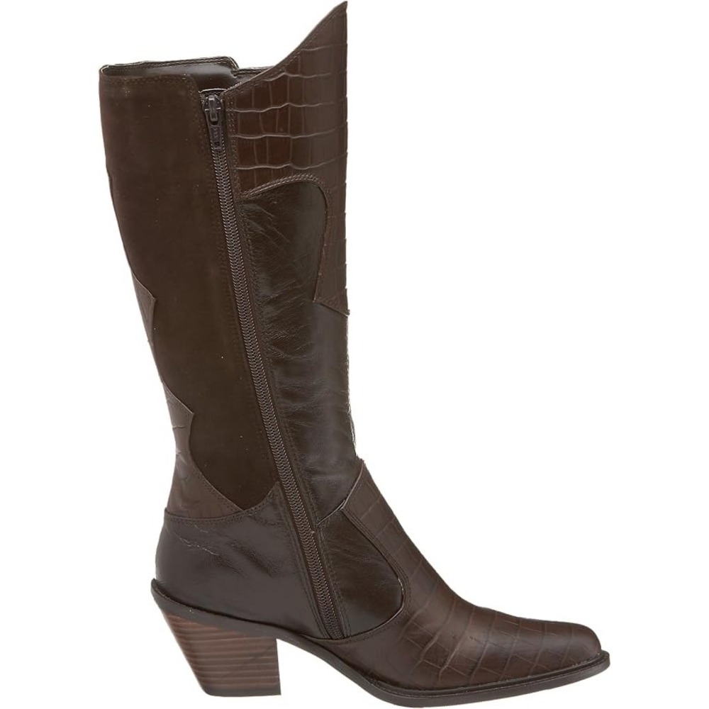 Chinese Laundry Darla Boot Dark Brown Croc Embossed Leather and Suede Sz 7.5